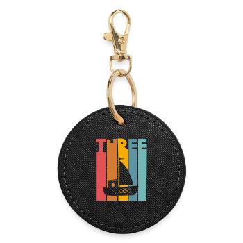 3rd Birthday Sailing Ship - Round Keyring - black - Front