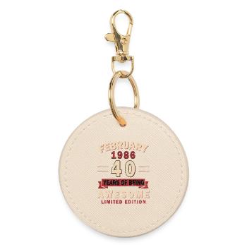 40th Anniversary – Year – February 1986 - Round Keyring - oyster - Front
