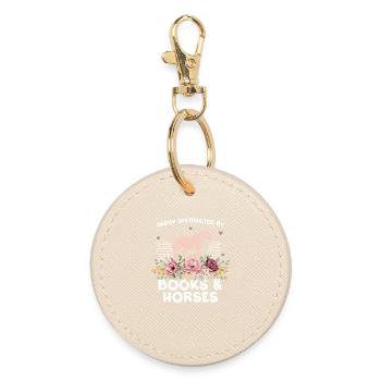 Horse & Flowers: Love of Books - Round Keyring - oyster - Front