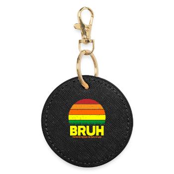 Bruh Retro Sunset Logo - Round Keyring - black - Front