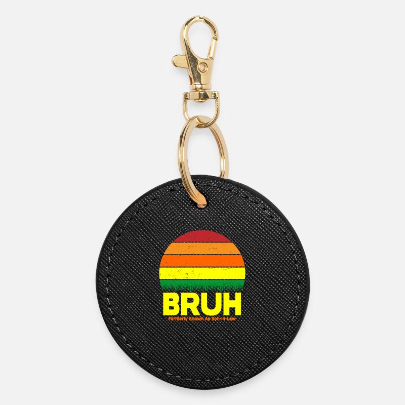 Bruh Retro Sunset Logo - Porte-clés rond - noir