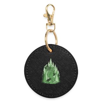 Sasquatch Disc Golf Basket Forest Funny Frisbee - Round Keyring - black - Front