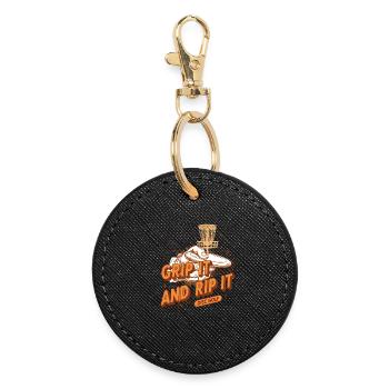 Grip It And Rip It Disc Golf Funny Disc Golf - Round Keyring - black - Front