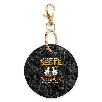 Poolbauer Geschenkidee - Runder Schlüsselanhänger - Schwarz - Vorne