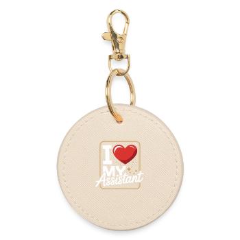 I Love My Assistant Heart Motif for Office - Round Keyring - oyster - Front