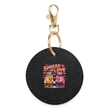 Valentine Peanut Butter And Jelly Spread The Love - Round Keyring - black - Front