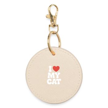 I love my cat - Round Keyring - oyster - Front
