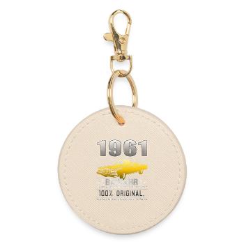 1961 Birth Year Birthday Vintage - Round Keyring - oyster - Front