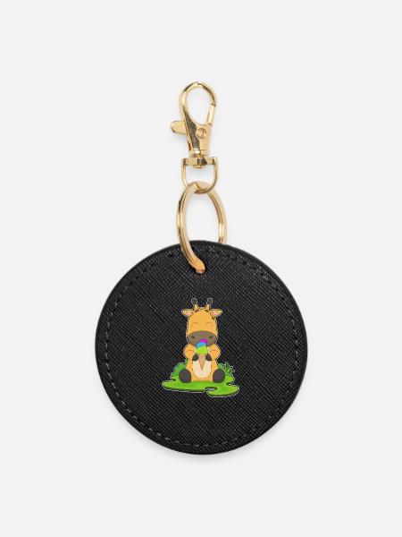 Giraffe Waffeleis - Round Keyring - black