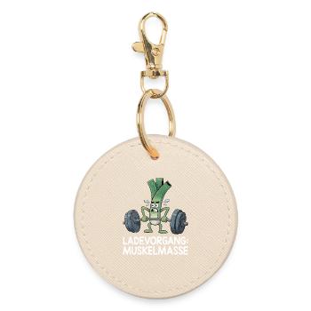 Weightlifter LOADING MUSCLE MASS Funny - Round Keyring - oyster - Front