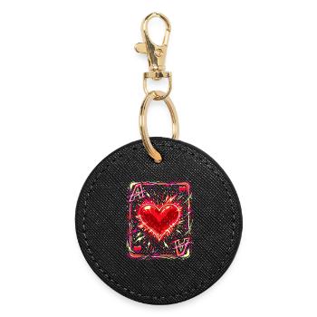 As de cœur Costume de cartes à jouer Poker de carnaval Drôle - Porte-clés rond - noir - Devant