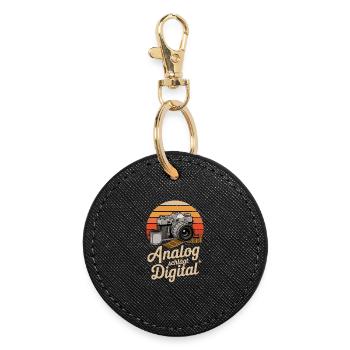  Analog Schlägt Digital Retro Kamera Fotografie - Runder Schlüsselanhänger - Schwarz - Vorne