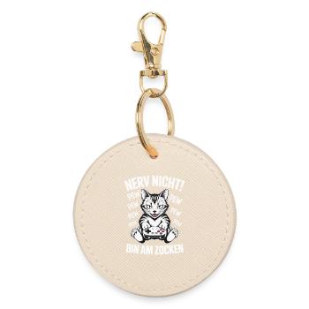 Nerve Not I'm Gambling Gamer Cat Design - Round Keyring - oyster - Front