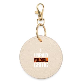 Unpaid Volleyball Critic Funny Sports Coach - Round Keyring - oyster - Front
