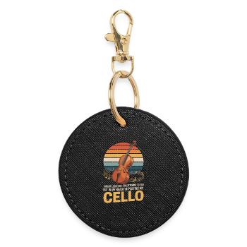Jouer de mon violoncelle - Porte-clés rond - noir - Devant