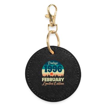 30 Year Anniversary February 1996 Vintage Gift - Round Keyring - black - Front