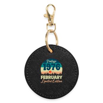 50 Years Anniversary February 1976 Vintage Gift - Round Keyring - black - Front