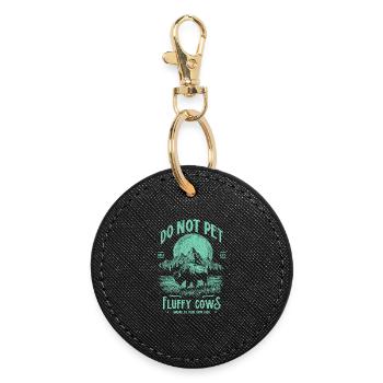 Vintage Buffalo Do Not Pet Fluffy Cows Funny Bison - Round Keyring - black - Front