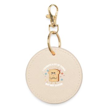 Gluten Free Humor - Fun Bread Against Gluten - Round Keyring - oyster - Front