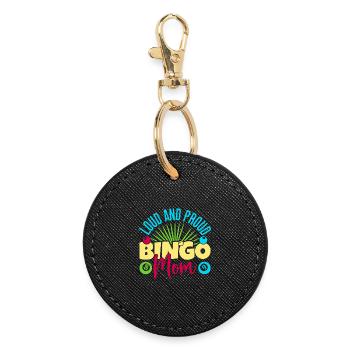 Bingo Game Loud & Proud Mom Bingo - Round Keyring - black - Front