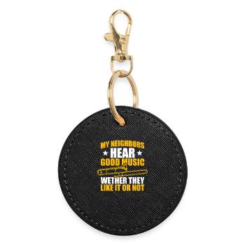 My neighbors Trombone Trombone Player Trombonist - Round Keyring - black - Front