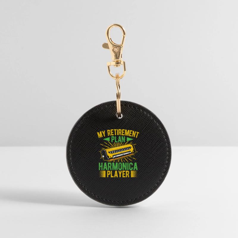 Funny Harmonica Player Retirement Plan Player Round Keyring