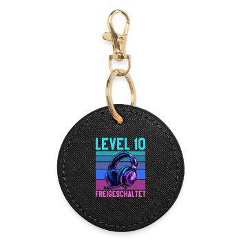10e anniversaire Garçon Fille Gamer Niveau 10 ans - Porte-clés rond - noir - Devant