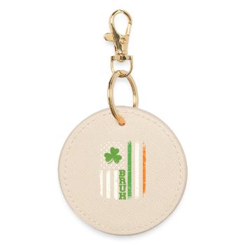 Bruh St Patrick’s Irish Shamrock St. Paddys - Round Keyring - oyster - Front