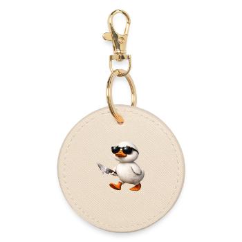 Canard gangster avec couteau et lunettes de soleil - Porte-clés rond - huître - Devant