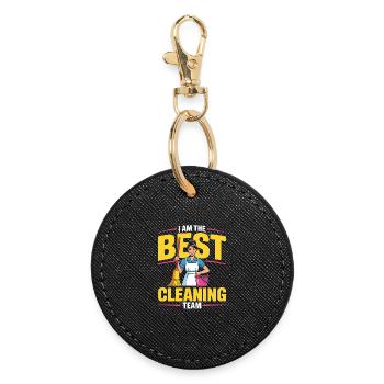 Cleaning Team Household Humor Motif - Round Keyring - black - Front