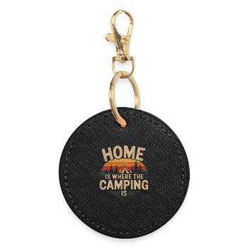 Home Is Where The Camping Is Camping Spruch - Round Keyring - black - Front