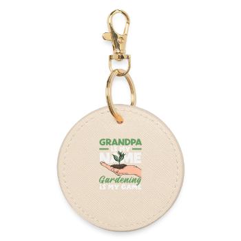 Grandpa Is My Name Gardening My Game - Round Keyring - oyster - Front