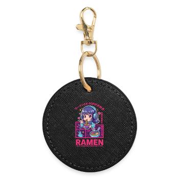 Kpop Anime Girl Ramen Einfach ein Mädchen, das Kpop liebt - Runder Schlüsselanhänger - Schwarz - Vorne