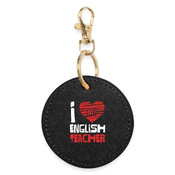 I Love English Teacher - Runder Schlüsselanhänger - Schwarz - Vorne