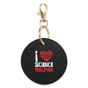 I Love Science Teacher - Runder Schlüsselanhänger - Schwarz - Vorne