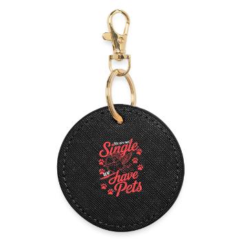 Valentine's Day with pets - Round Keyring - black - Front