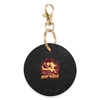 Vintage Collector Real Men build Their Hot Rods - Round Keyring - black - Front