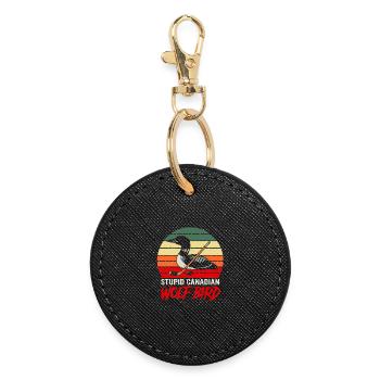 Retro Sunset Loon Hockey Bird Design - Round Keyring - black - Front