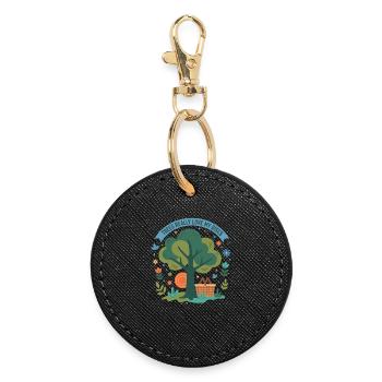 Les arbres adorent vraiment mes disques Scène drôle de disc golf - Porte-clés rond - noir - Devant