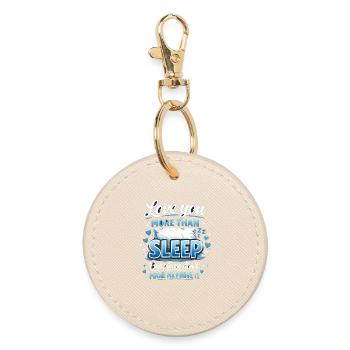 Funny Sleep Bed Pillow Dreams Rest Snooze Humor - Round Keyring - oyster - Front