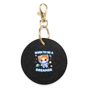 Born to Be a Dreamer Astronaut Kitten - Male - Round Keyring - black - Front
