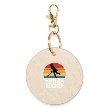 Feldhockey Damen Retro Vintage - Runder Schlüsselanhänger - Auster - Vorne
