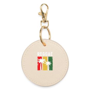 Reggae Palm Trees in Rasta Color Block - Round Keyring - oyster - Front