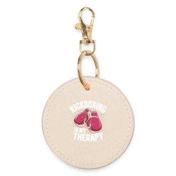 Kickboxing Therapy Motif Boxing Gloves - Round Keyring - oyster - Front