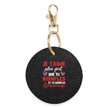 Humour Saint Valentin Homme Femme Couple Ronfles - Porte-clés rond - noir - Devant