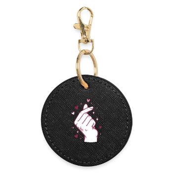 Kpop Musique coréenne Doigts mignons Cœur Amour Corée - Porte-clés rond - noir - Devant