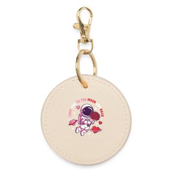 Love You To The Moon And Back Astronaut Valentine - Round Keyring - oyster - Front