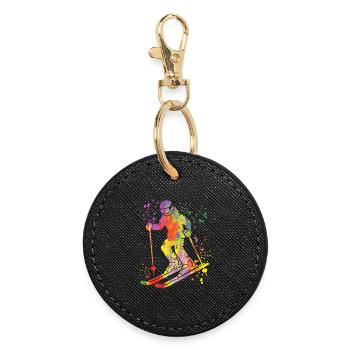 Alpine skiing Winter sports Nordic skiing - Round Keyring - black - Front