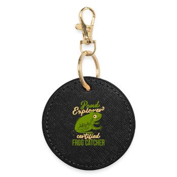 Frog Catcher Pond Explorer Certified Frog - Runder Schlüsselanhänger - Schwarz - Vorne