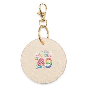 I'm already 9 Mermaid Birthday - Round Keyring - oyster - Front